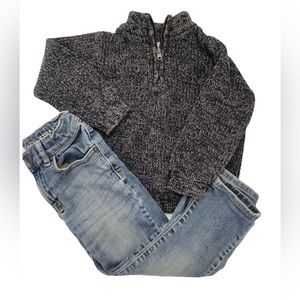 Boys 4T bundle, knit sweater, denim jeans